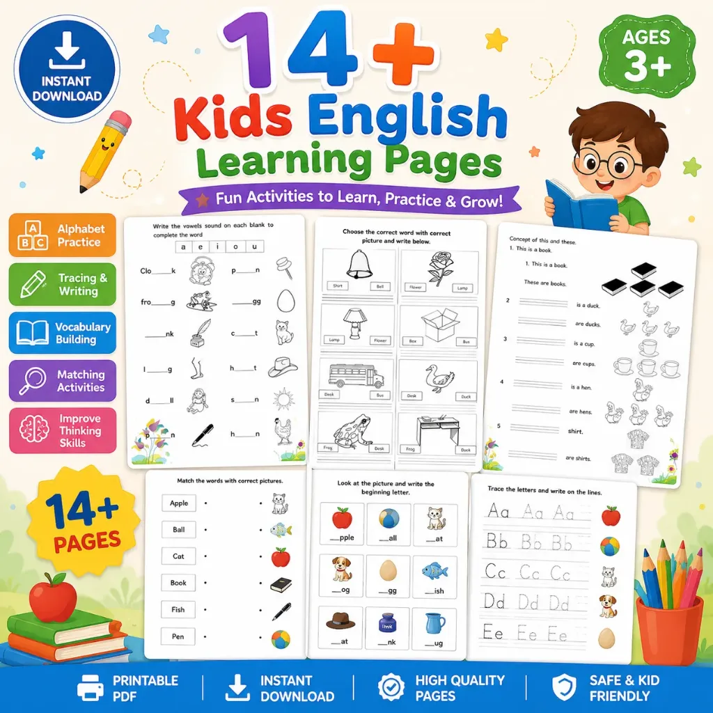 14+ Kids English Learning Pages