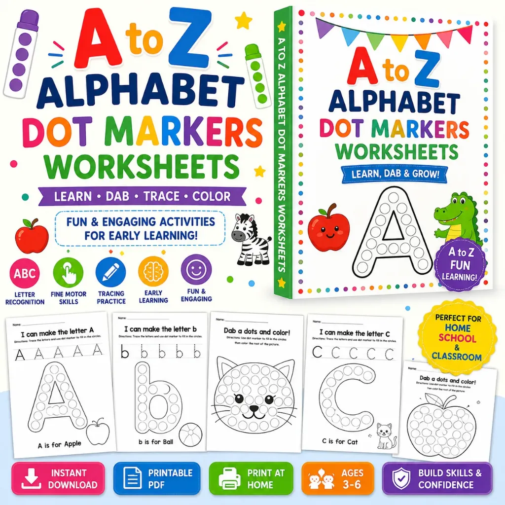 A to Z Alphabet Element Dot Markers Worksheets